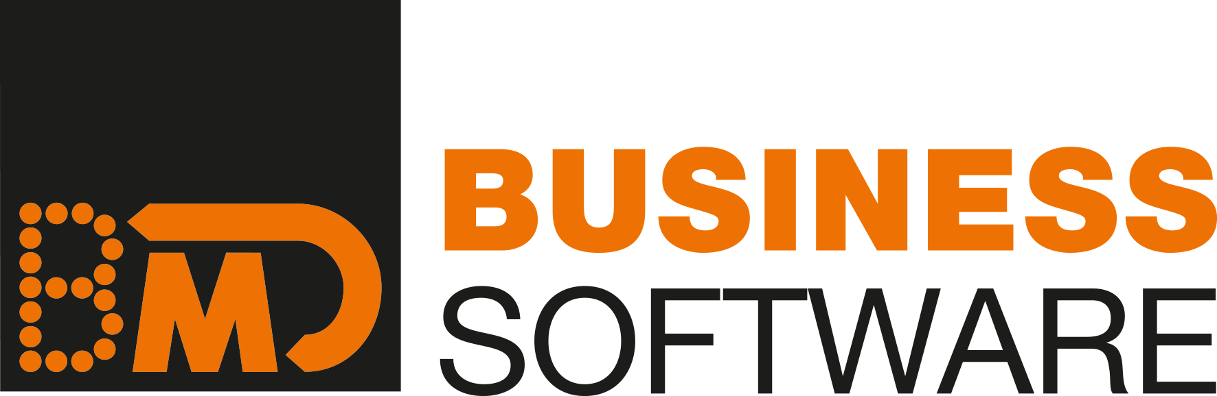 Logo der Firma BMD, links die Buchstaben "BMD" in orange auf schwarzem Hintergrund und rechts der Schriftzug Business (in orange) Software (in schwarz) auf transparentem Hintergrund